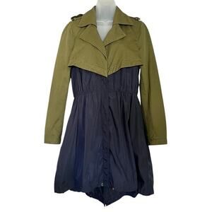 Givenchy by Tisci Archival Green Canvas Navy Blue Anorak Trench Coat Resort 2012